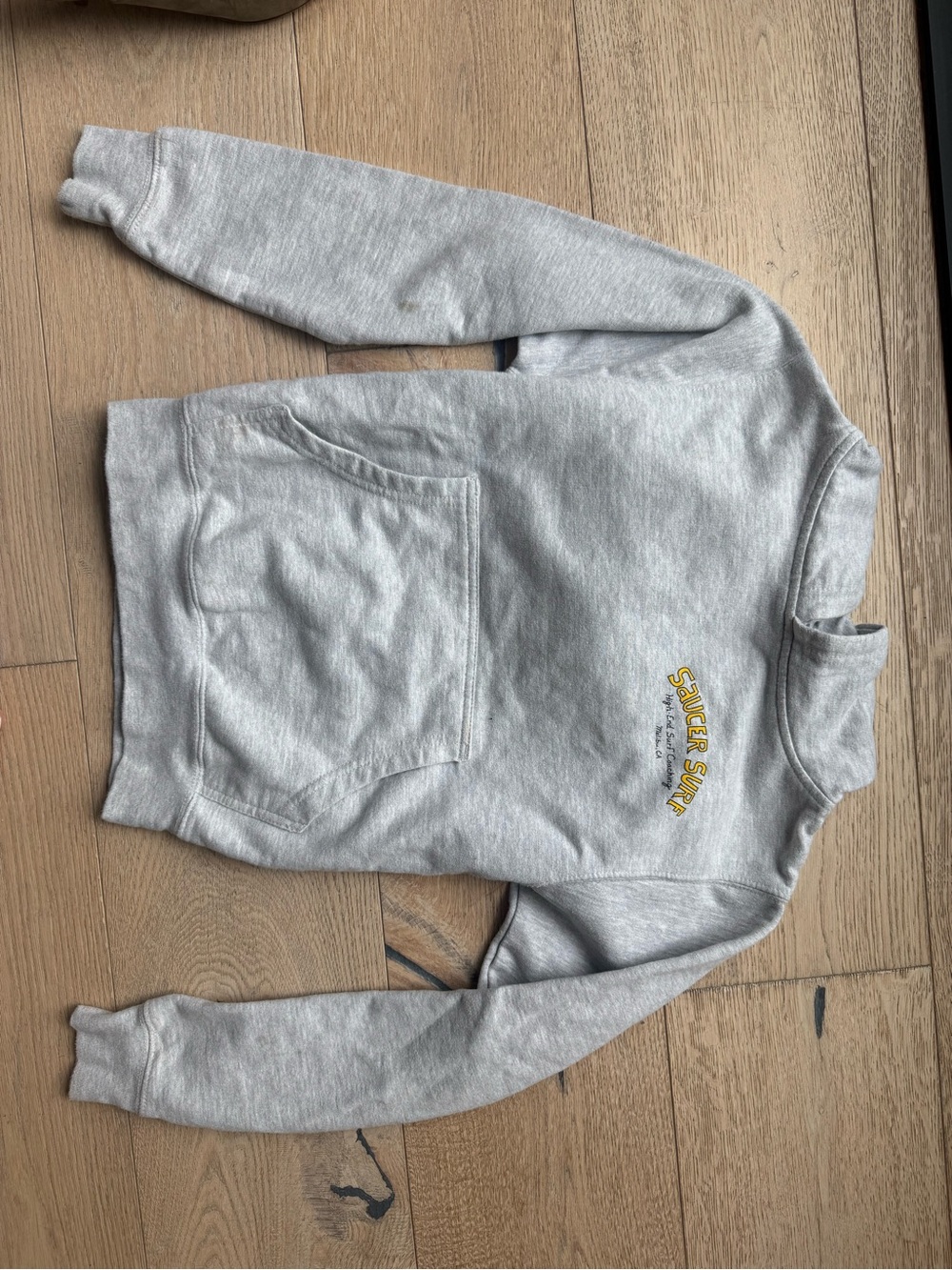 Gray Pullover Sweatshirt with Yellow Logo